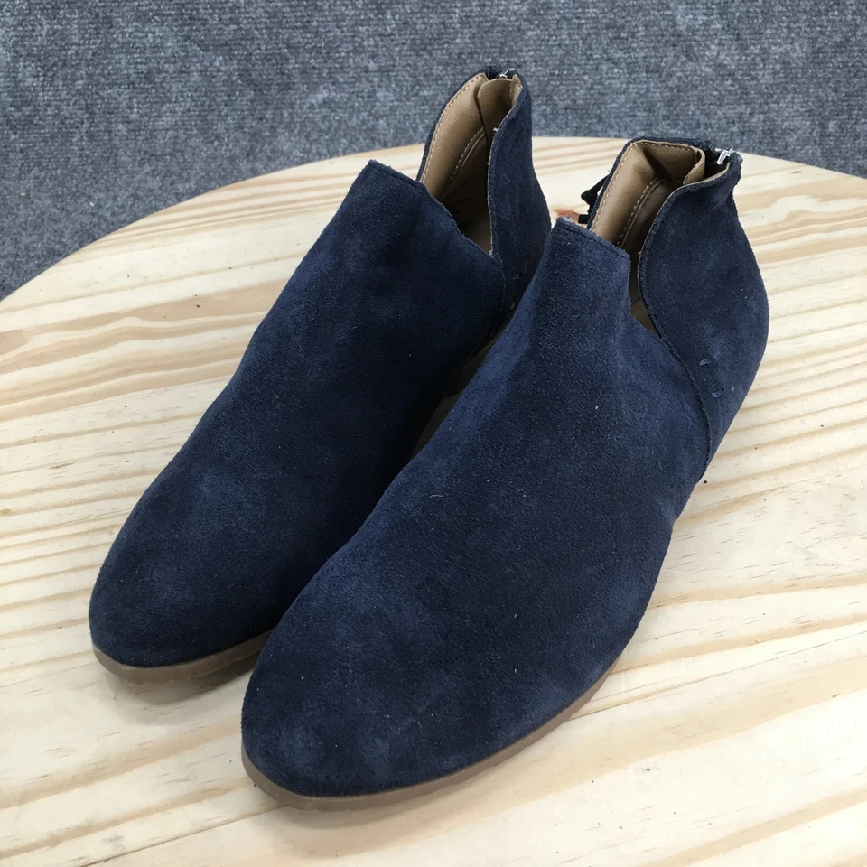 Reaction Kenneth Cole Boots Womens 8 Side Way Ankle Booties Blue Leather Zip - Image 3 of 4