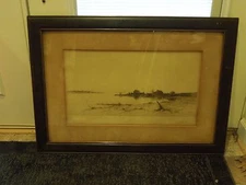 Vintage 1889 Signed Etching Landscape By Edward Loyal Field - Framed Print