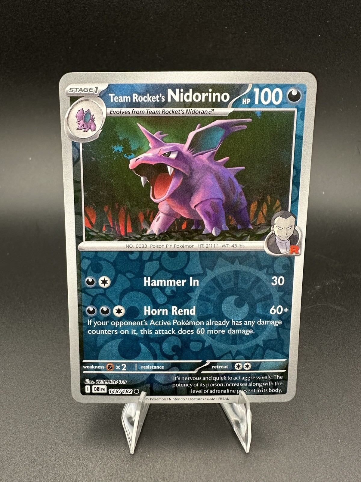 Pokémon TCG - Team Rocket's Nidorino - 118/182 - Destined Rivals - Reverse Holo