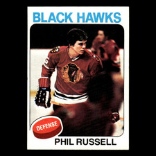 Phil Russell #102 1975 Topps Chicago Blackhawks Hockey Card NHL EX