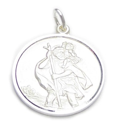 22mm Saint Christopher sterling silver pendant only .925 x 1 Travelling.