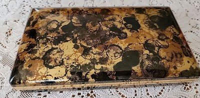 Vintage Mele Earring Ring Jewelry Box Vinyl Case Hard Shell Gold Interior 