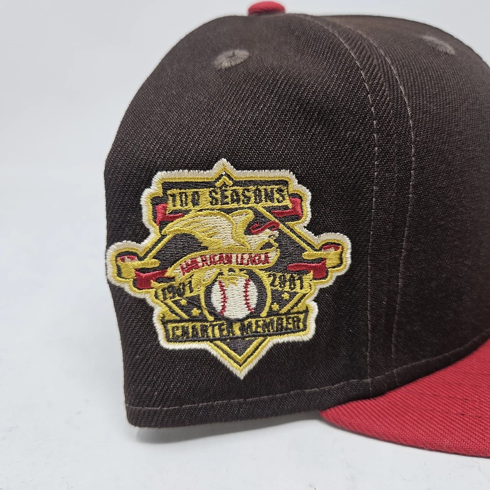 New Era 59FIFTY MLB Cleveland Indians 100 Seasons Patch Brown Fitted  Size 7 5/8 - Image 3 of 4