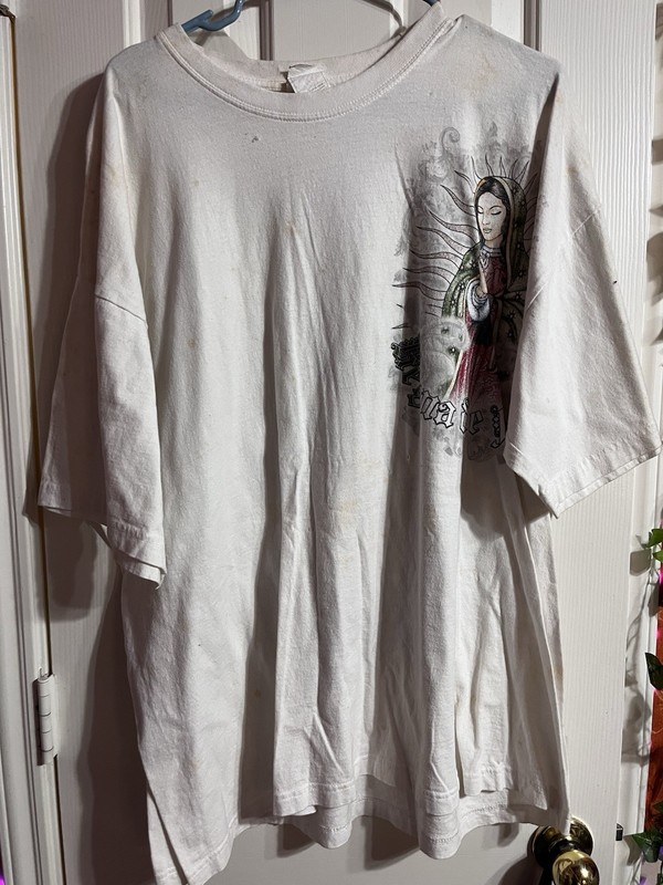Men's Our Lady of Guadalupe Virgin Mary Graphic Cotton Tee, White 3XL