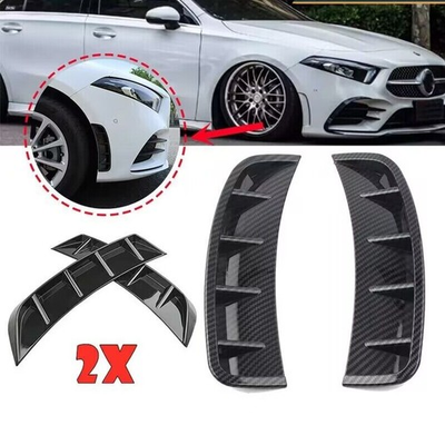 #ad 2pcs Carbon Black Car Exterior Side Fender Vent Air Wing Cover Trim Accessories $16.90