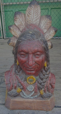 Vintage Alfco NY Cigar Tobacco Store Indian Chief Counter Display Figure 23 1/4''