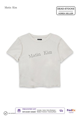 [MATIN KIM] MK2577TS068MIV DIAGONAL LOGO REVERSIBLE CROP TOP IV Asian Fit FEDEX