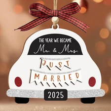 First Christmas Married Ornament 2025 Photo Frame, Wedding Gifts for Newlyweds