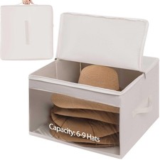 Cowboy Hat Box 2Pcs Square Caps Case Bin with Handles Carry Collapsible Stack...