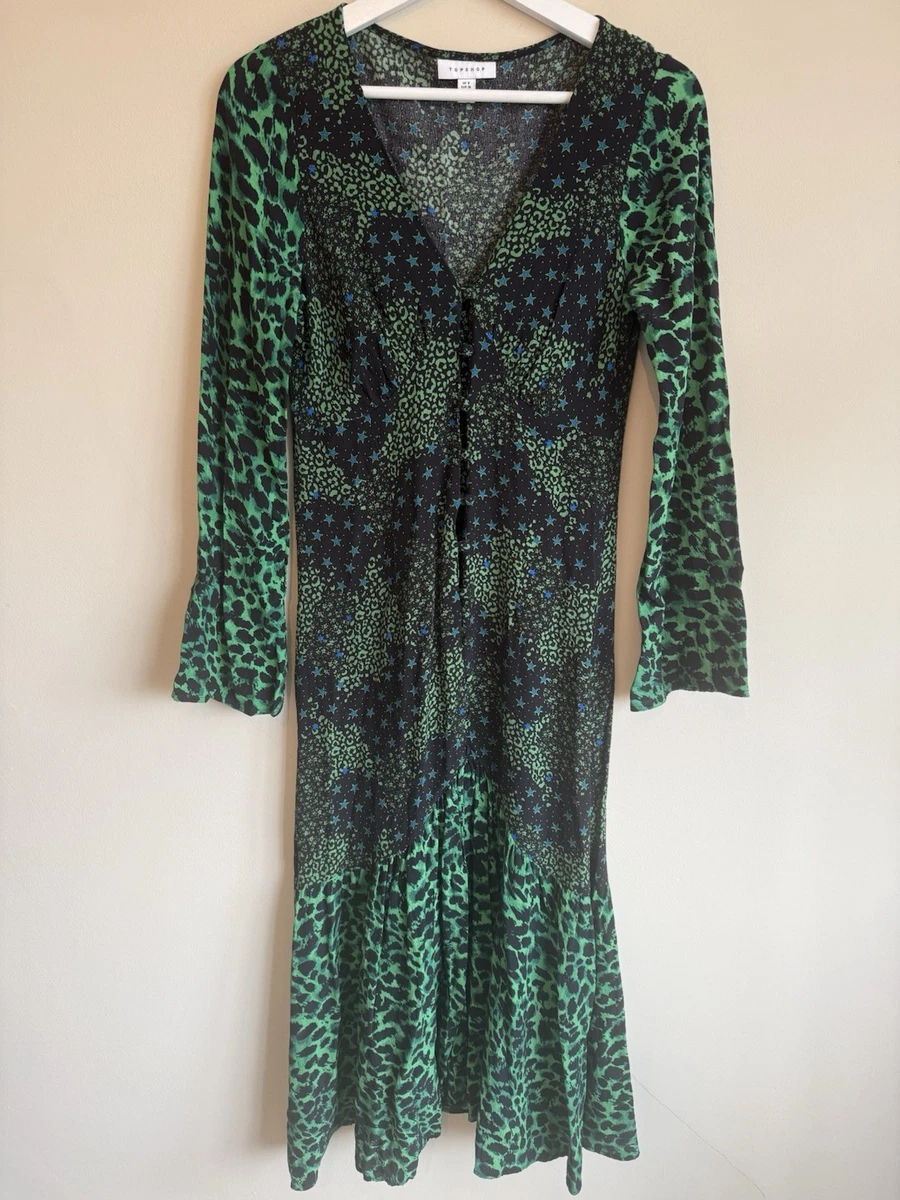 slim fit dress slacks Green Leopard Print High Neck Dress – Ro&Zo main image 1