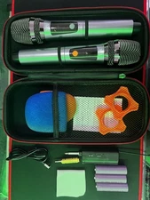 Pro UHF Wireless Dual Handheld Microphone System Set Rechargeable Karaoke Church
