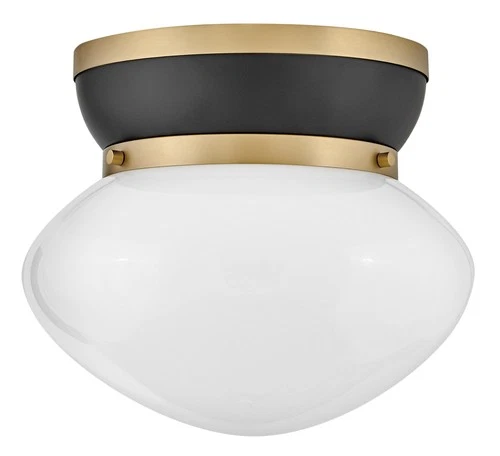 Lark 83601 Lucy 12"W Flush Mount Bowl Ceiling Fixture - Lacquered Brass / Black - Picture 4 of 5