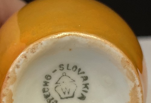 Vaso Lusterware Vintage Cecoslovacchia Mini Bud Porcellana HP Vaso Arancione 4,75”T - Foto 5 di 11