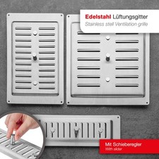 Lüftungsgitter Belüftungsgitter Abluftgitter BxH 26 x 9 - 24 cm Edelstahl SOTECH