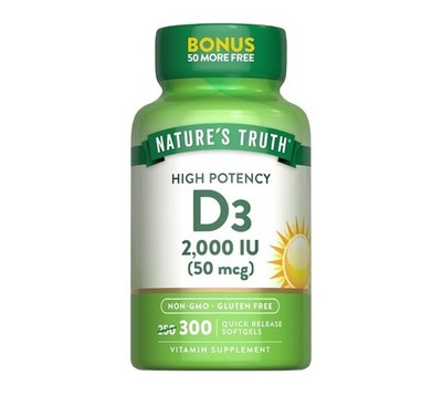 Nature's Truth Vitamin D3 5000 IU (125 mcg) | 300 Softgels | High Potency...