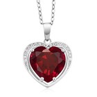4.25 Cttw Created Ruby Pendant Necklace For Women | 925 Sterling Silver | Heart