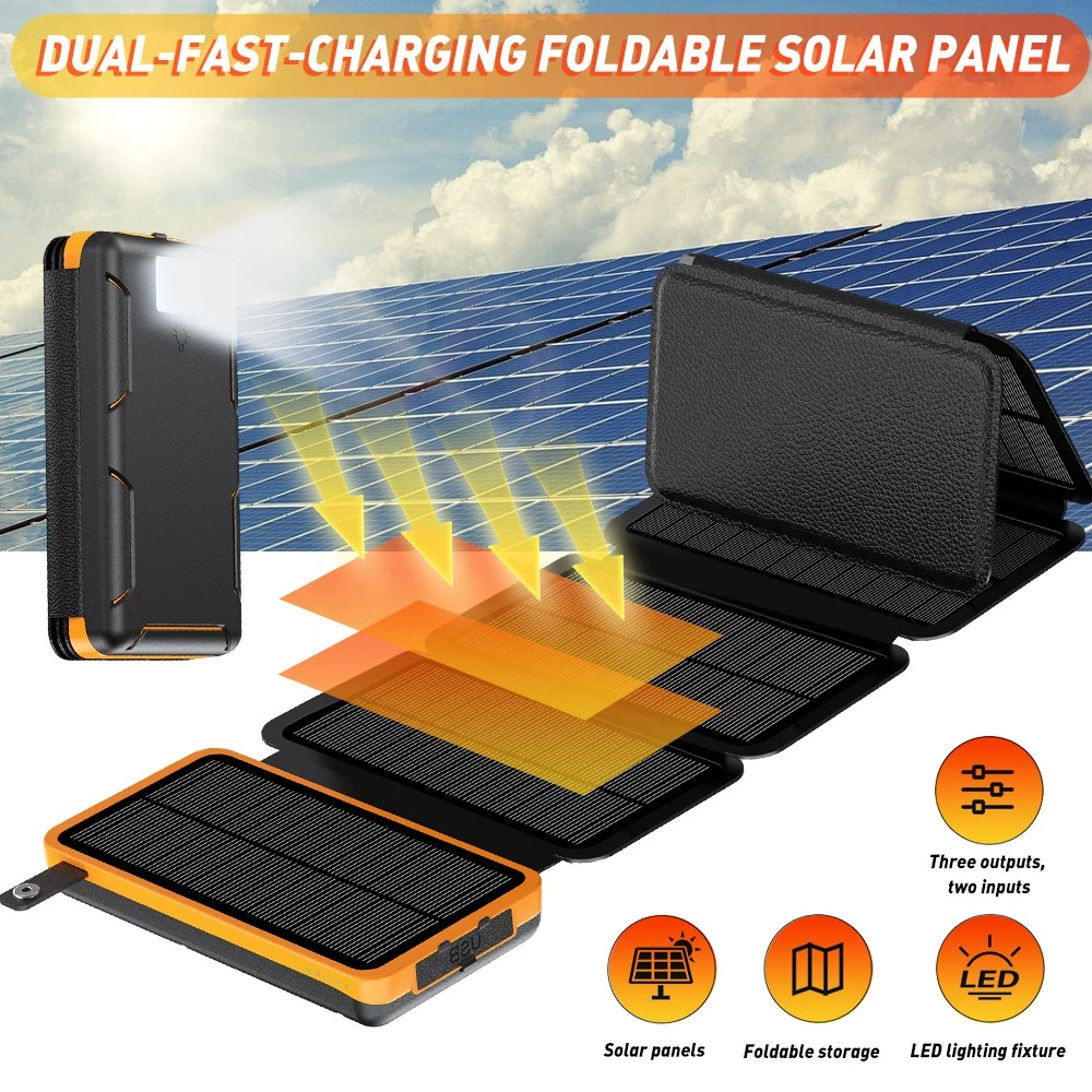 Portable 46800mAh 6 Solar Panel Folding Power Bank Outdoor Travel For Cell Phone image 1