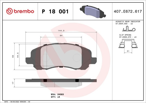 Bremsbelagsatz Scheibenbremse Vorderachse FüR Jeep Dodge Chrysler Mitsubishi-image