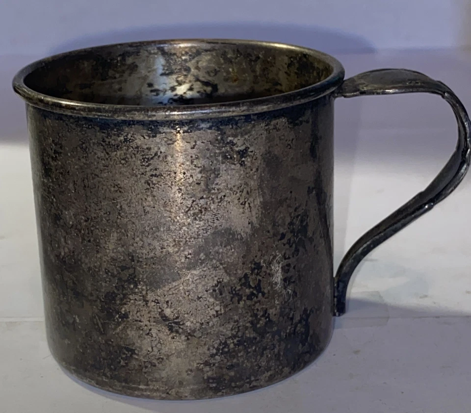 Taza bebé bebé bebé nombre grabado “Angie” plateado vintage comunidad Oneida Foto 3 de 4