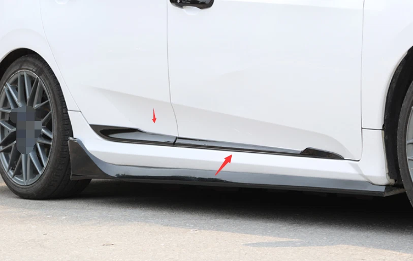 Black Car Door Body Side Molding Sill Guard Covers ABS For Honda Civic 2018-2021 - Imagem 2 de 4
