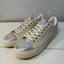 Gola Womens Orchid II Zebra Sneakers Shoes Beige Silver Leather Lace Up Size 10