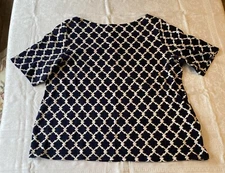 Charter Club Woman Lima Cotton Short Sleeve Trellis Print Shirt Plus Size 2X