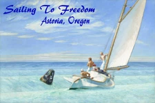 Sailing to Freedom Astoria Oregon Sail Sailboat Vintage Poster Repro FREE S/H
