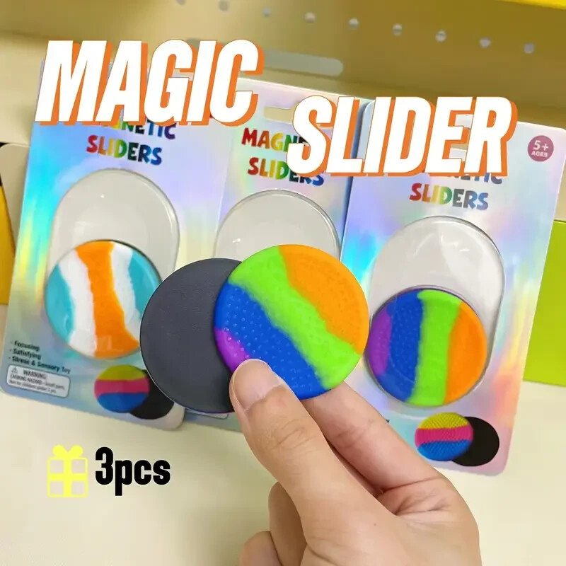 Juguete Sensorial Magnético Fidget Slider De 5 Cm – ABS Y Silicone – Silencioso Y Con Respuesta Táctil – Alivia El Estrés En Oficina Y Escuela