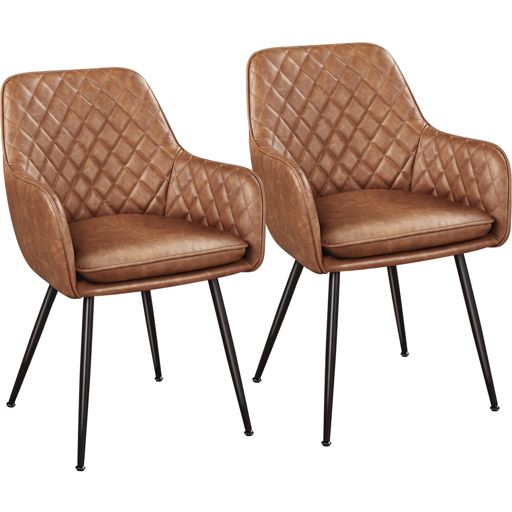 Dining Chairs 2PCS Modern Tufted Armchairs PU Leather/Velvet Accent Chairs