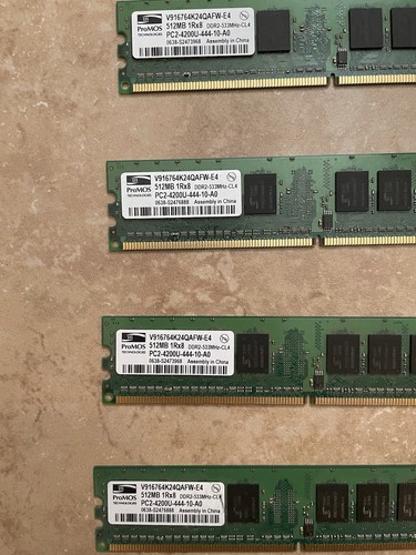 ProMOS 2GB (4x 512MB) PC2-4200U DDR2 RAM Desktop Memory V916764K24QAFW-E4 - Picture 2 of 3