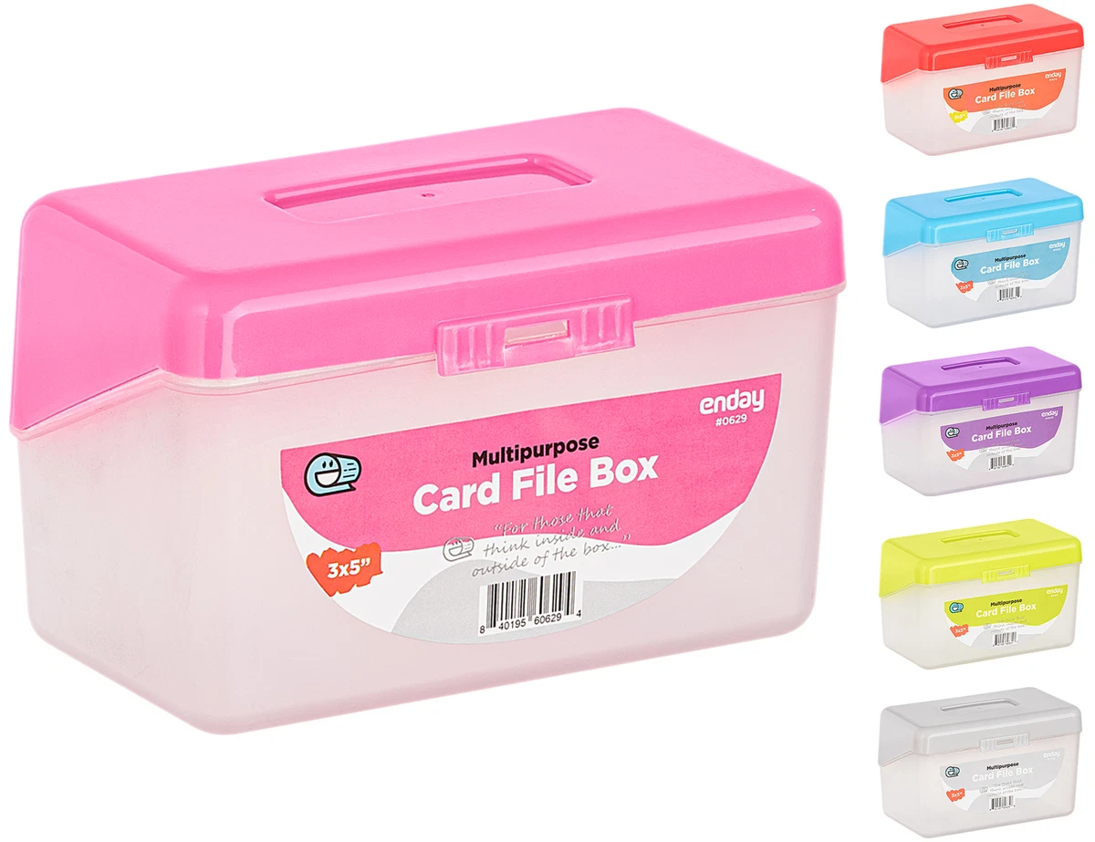 Enday Multi-Purpose 3 x 5 Card File Box, Pink