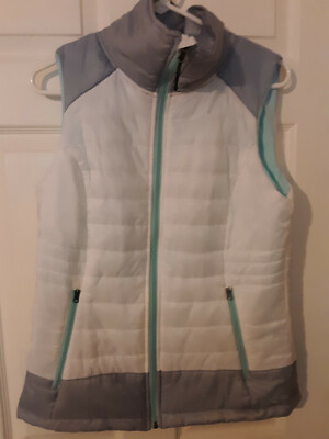 WOMENS CG BY CHAMPION WHITE/GRAY/AQUA VENTURELOFT PUFFER VEST M