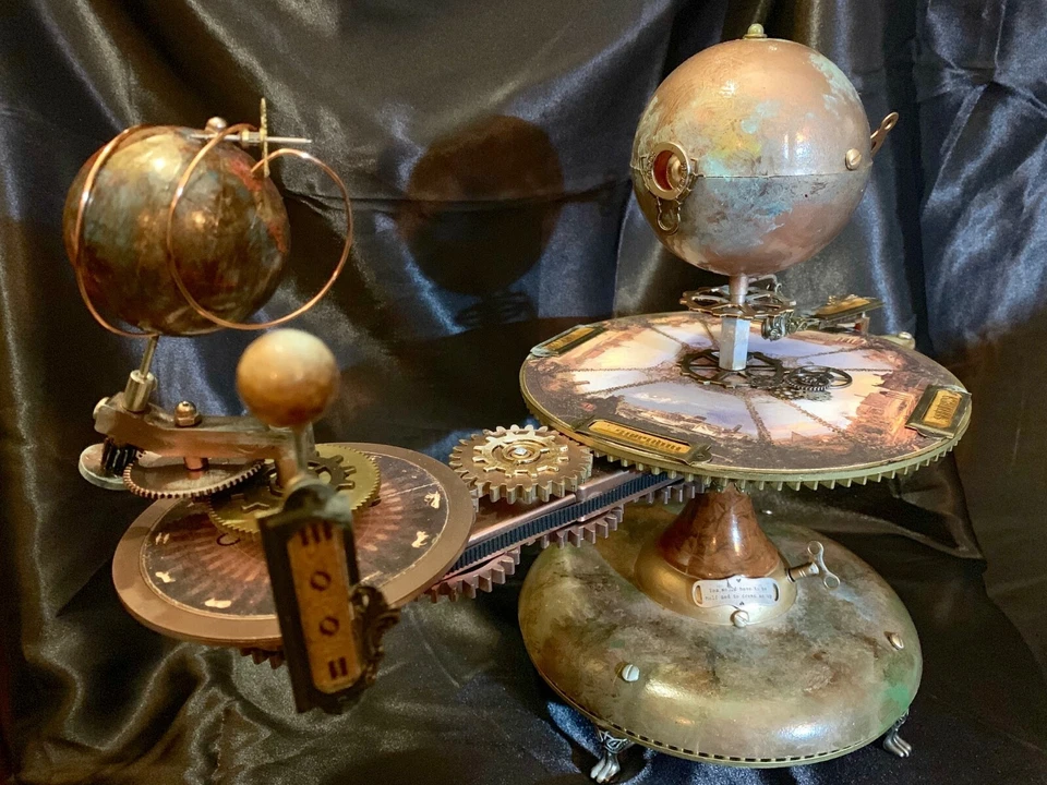 STEAMPUNK JULES VERNE EARTH SUN MOON ORRERY SOLAR SYSTEM - Image 2 of 4