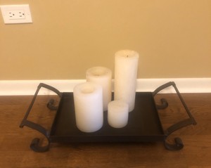 Large Iron Centerpiece Or Fireplace Candle Holder Includes Candles