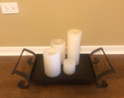 Large Iron Centerpiece Or Fireplace Candle Holder Includes Candles