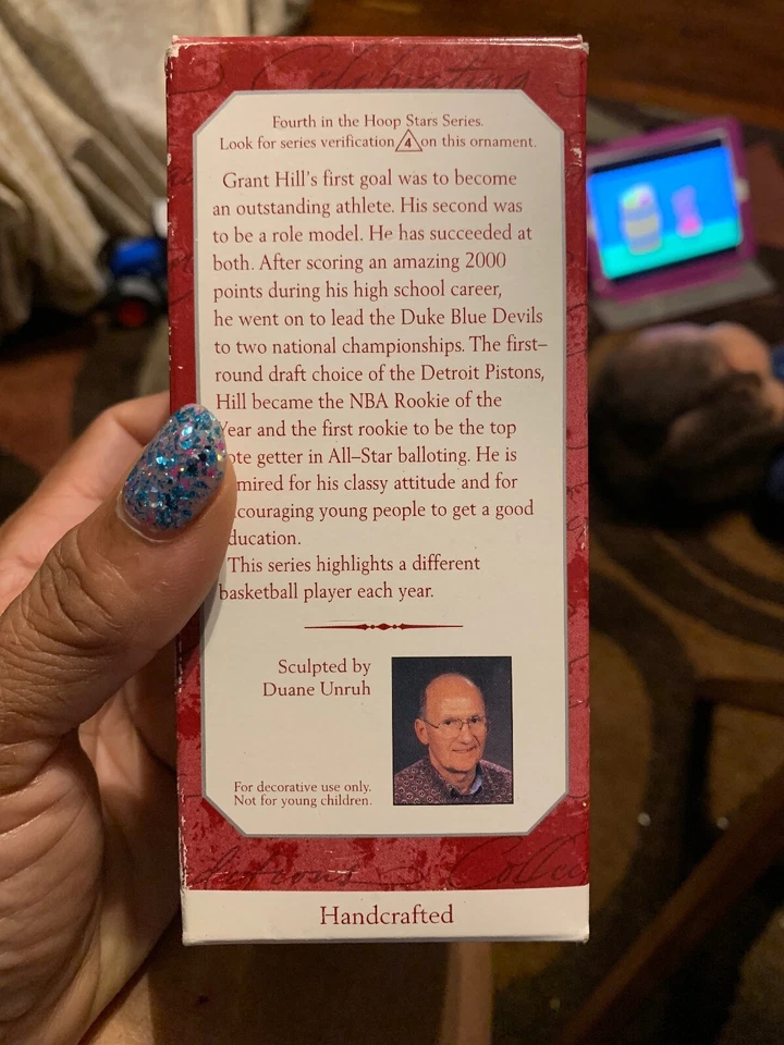Hallmark Keepsake Ornament Hoop Stars 1998 Grant Hill Collector's Series NBA NUEVO EN CAJA Foto 2 de 4