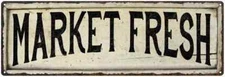 MARKET FRESH Farmhouse Style Wood Look Sign Gift   Metal Decor 106180028222