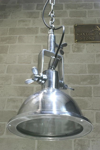 Antigua Lámpara Colgante de Aluminio Art Deco | Lámpara de Techo Colgante con Llave Ajustable Foto 2 de 4