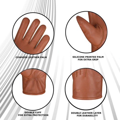 REDRUM Hombres Guantes de Invierno Top Cuero Grano Conducción Moto Scooter - Imagen 23 de 33