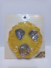 Vintage MCM Lucite Shell Shaped Soap Trinket Dish Abalone Yellow New Old Stock