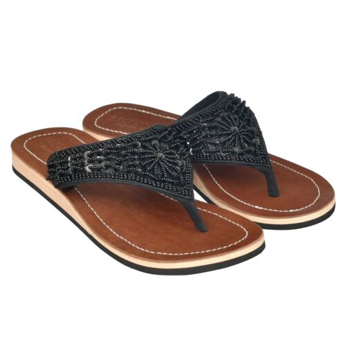 Lestarie Damen Sandale, Leder handgefertigt, Flipflops, Pailletten Zehentrenner - Bild 4 von 22