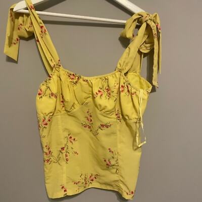 Line and Dot Yellow floral  top size large