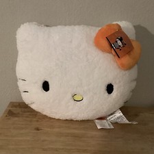 Hello Kitty Sanrio Halloween Pumpkin Cat Head Pillow Decor NWT