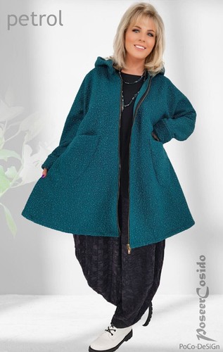 LOOK SDRAIO giacca boucle cappotto nero ❹Fb/XL-XXL-XXXL 44 46 48 50 52 54 56 58 - Foto 32 di 42