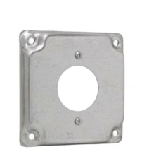 4 in. Square Surface Cover, Steel, Raised 1/2 in., 1-13/32 in. Single Receptacle