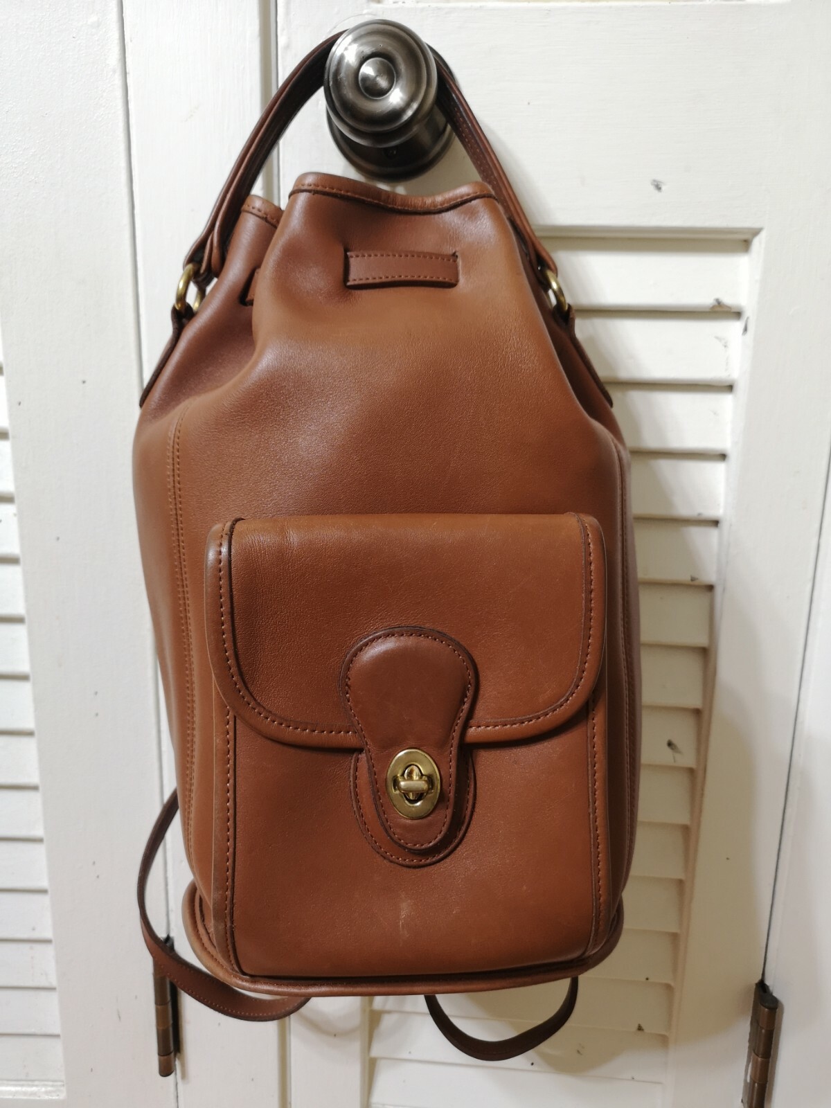 Vintage Coach Backpack Purse Brown Leather Shoulder H… Gem