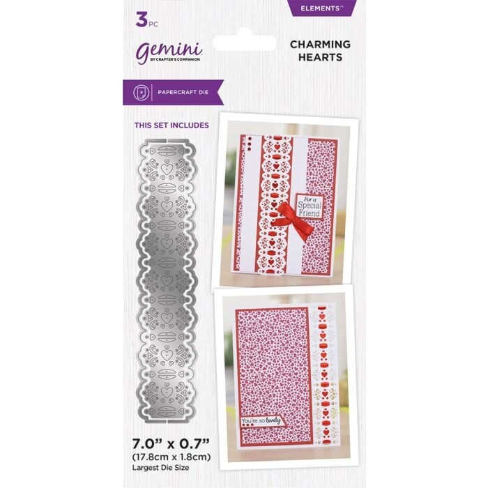 Gemini Charming Hearts Ribbon Threading Die Set Wedding Birthday Card Making eBay