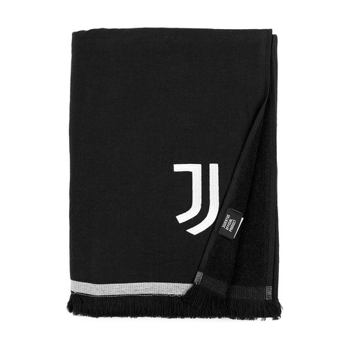 Telo Mare Ufficiale Juventus FC, Asciugamano In Spugna 100% Cotone, 70x135cm, 400gr/mq, Bianco/nero
