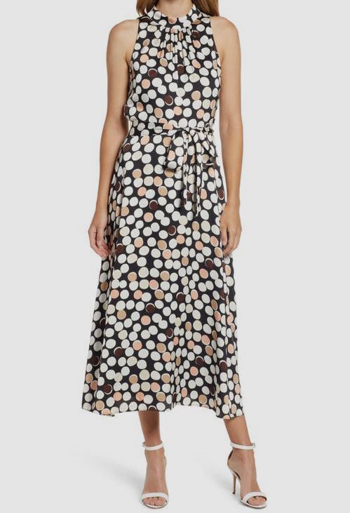anne klein halter dress $139 Anne Klein Women's Black Polka-Dot Tie Halter-Neck Midi A-Line Dress  Size 0