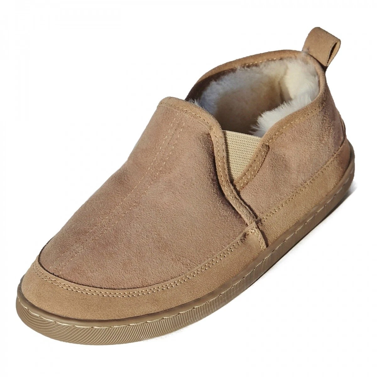 Herren Lammfell Hausschuhe Vincent warme bequeme Fellschuhe Gummisohle Beige